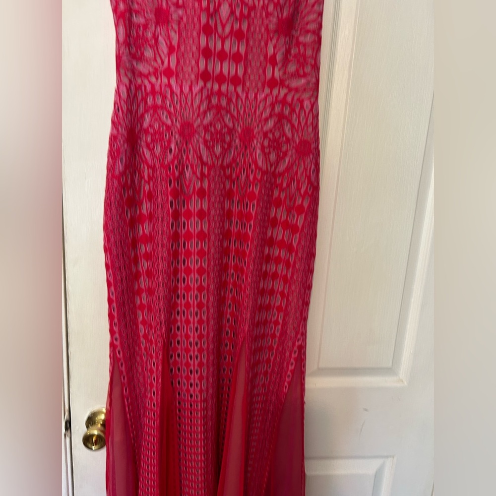 BCBG Maxazria Elinor Sleeveless Lace Gown Pink Rasberry Size 8 - Picture 11 of 17